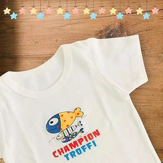 New Born White 100% Cotton T-Shirt and Pyjama Set, Casual Wear